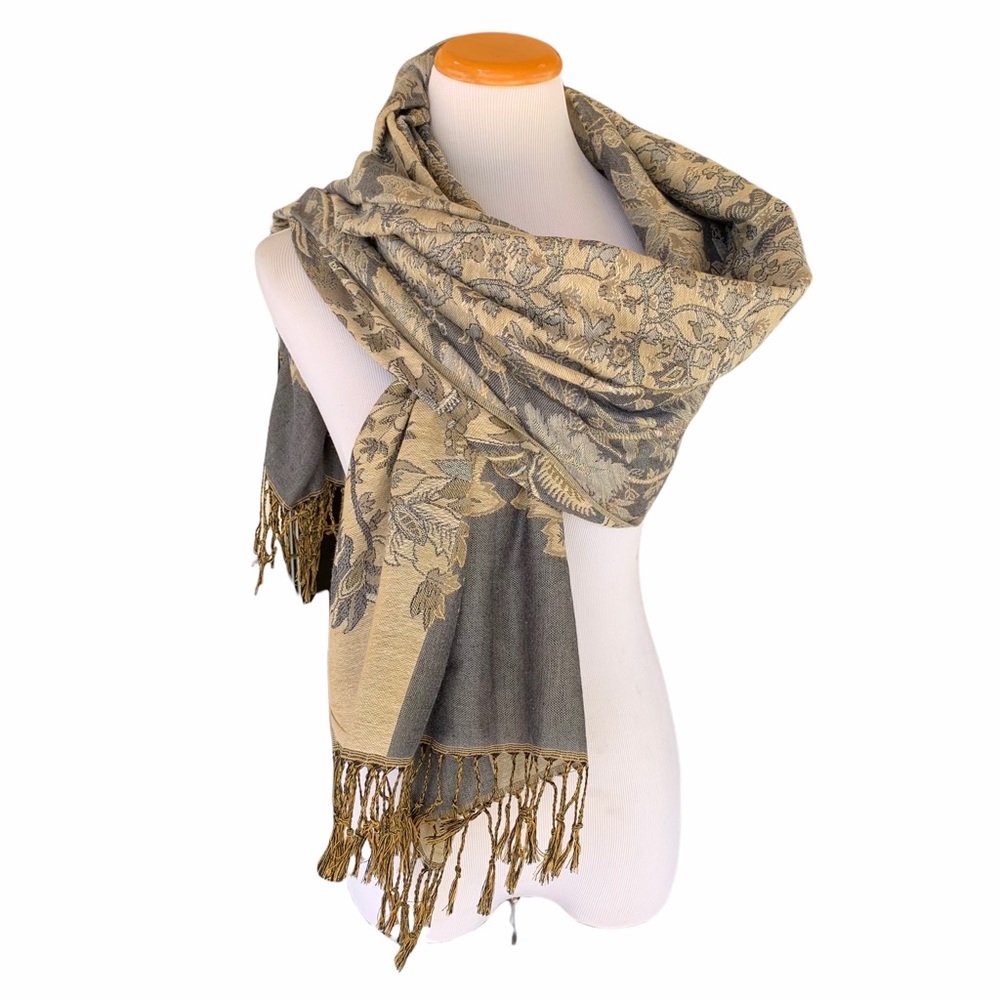 Pashmina Shawl Scarf Cashmere Silk Italy Floral